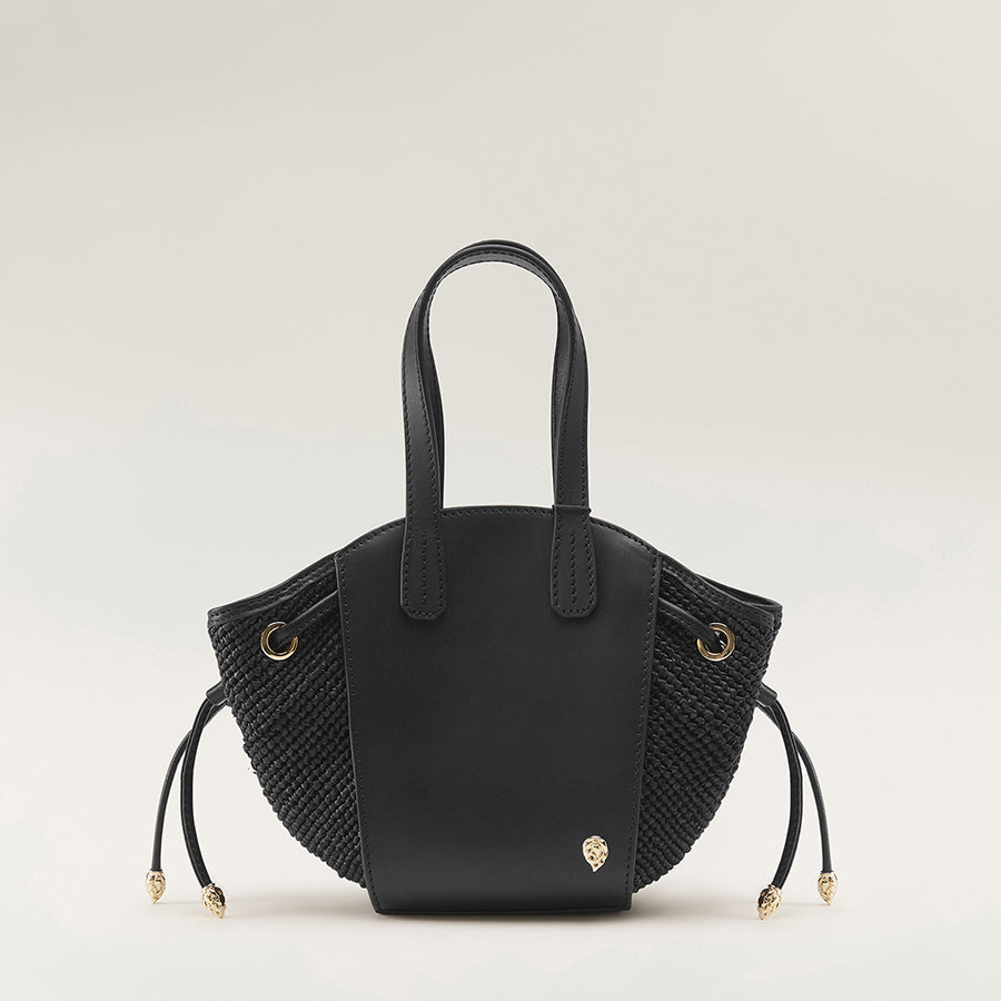 Shop the Piaf Tote With Raffia in Black/Charcoal | Helen Kaminski