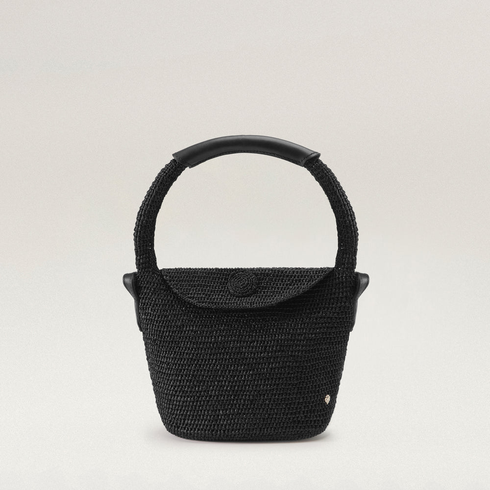 EMANUELA PETROGALLI ブラックハンドバッグ Yala Mini Sac - Charcoal/Black - Small Raffia Bag | Helen Kaminski US