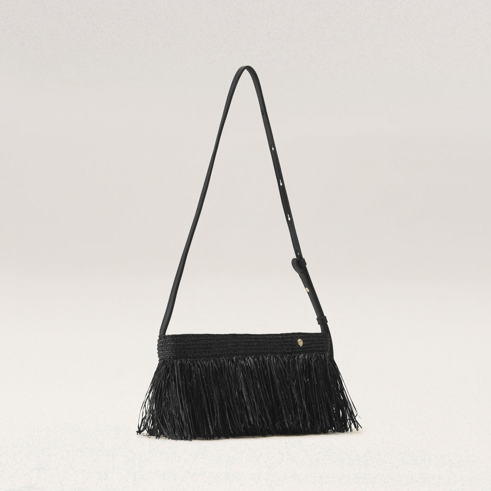 HELEN KAMINSKI ラフィア　ハーフムーンショルダーバッグ斜め掛け　黒 Buy Dawn Raffia Fringe Crossbody - Helen Kaminski