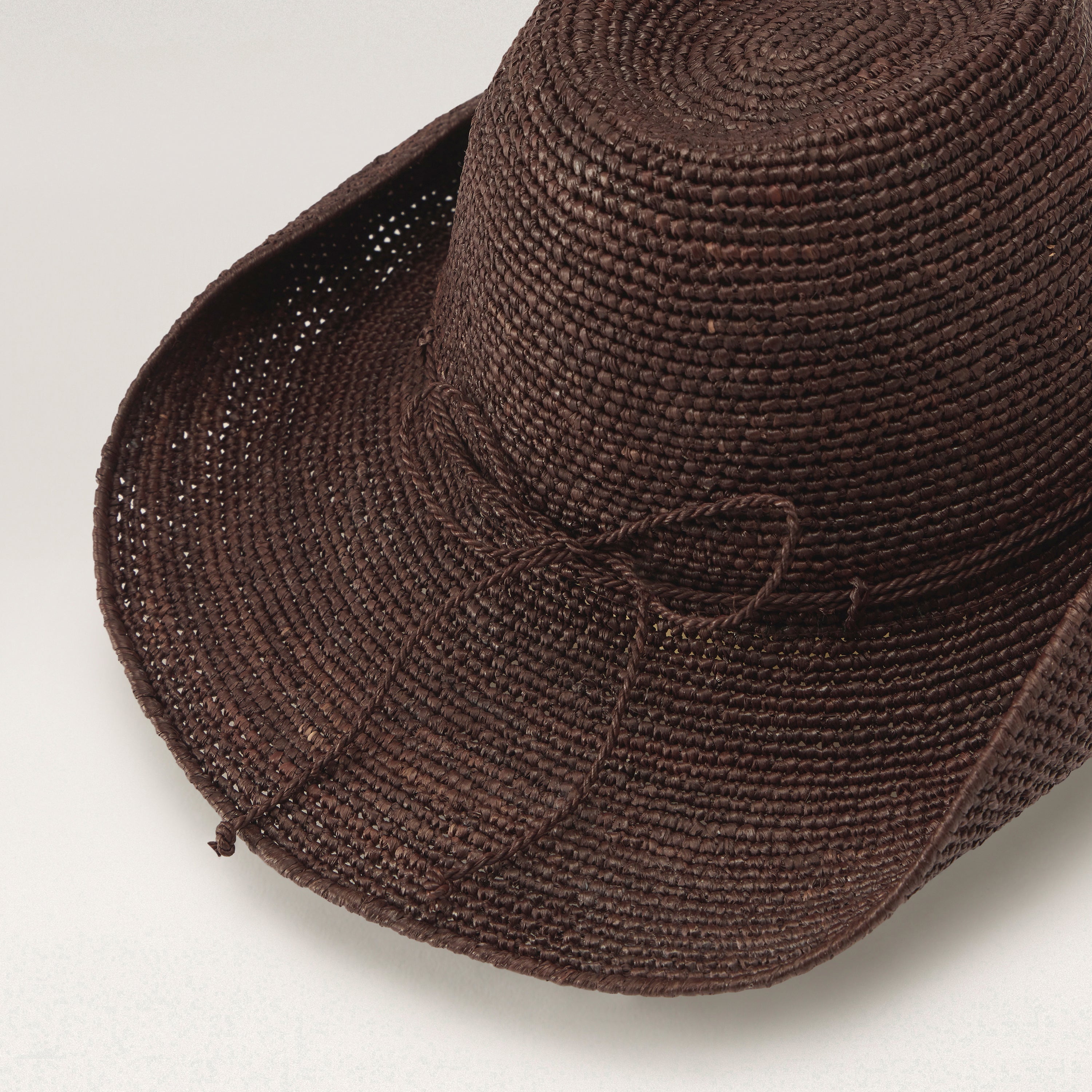 Belen Raffia Crochet Fedora Hat - Chocolate | Helen Kaminski US