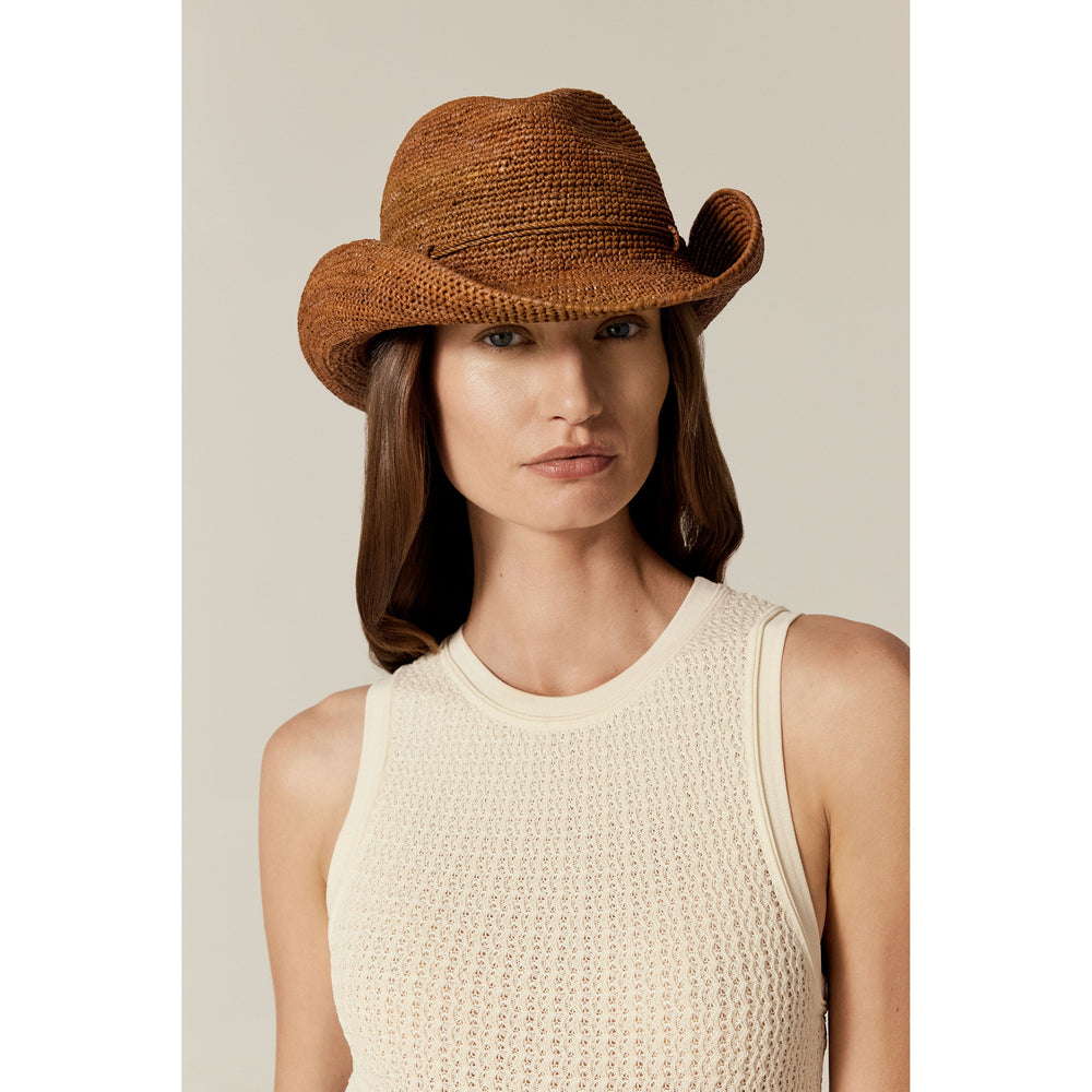 Belen Raffia Crochet Fedora Hat - Nutshell | Helen Kaminski US