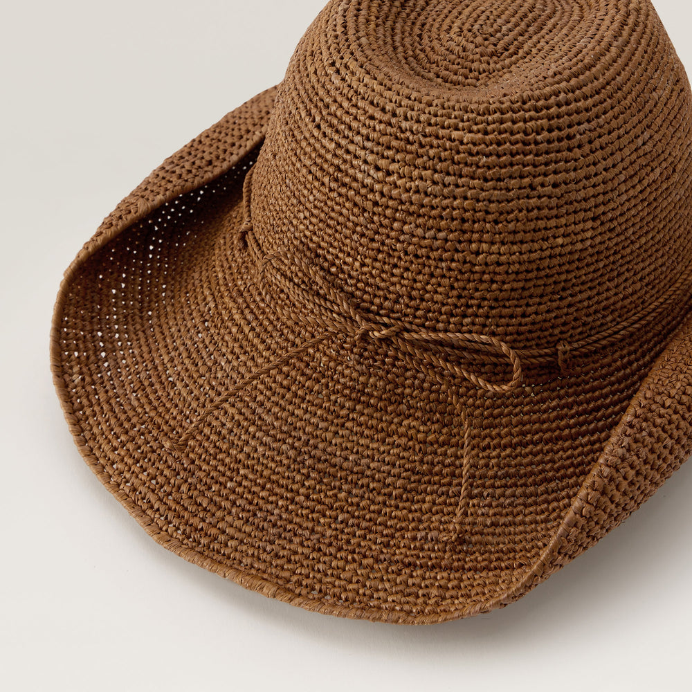 Belen Raffia Crochet Fedora Hat - Nutshell | Helen Kaminski US