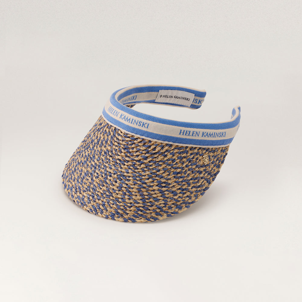 Bianca 10 Raffia Logo Visor - Lapis Melange/Lapis Hat | Helen