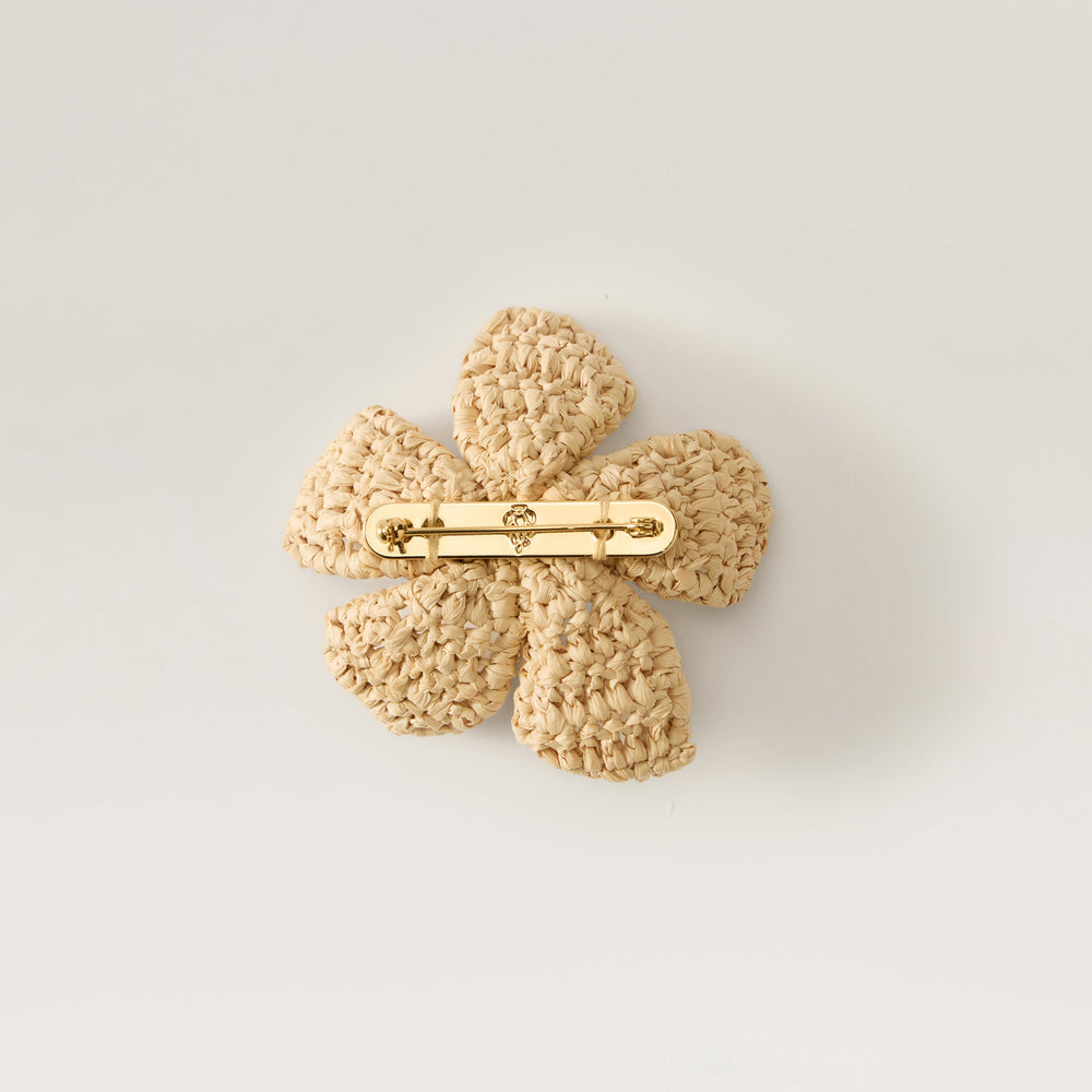 Blossom Raffia Crochet Brooch - Natural - Beige Accessory | Helen