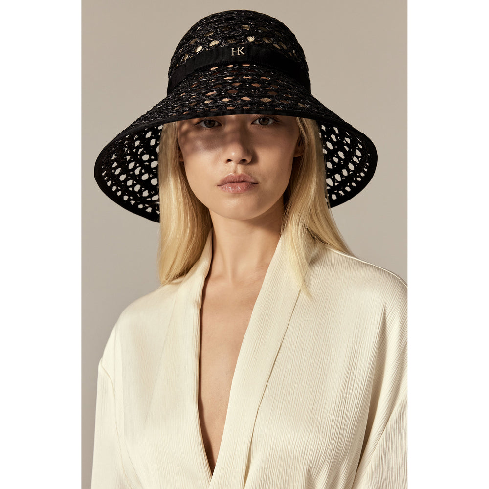 Charul Raffia Lace Sun Hat - Charcoal | Helen Kaminski US