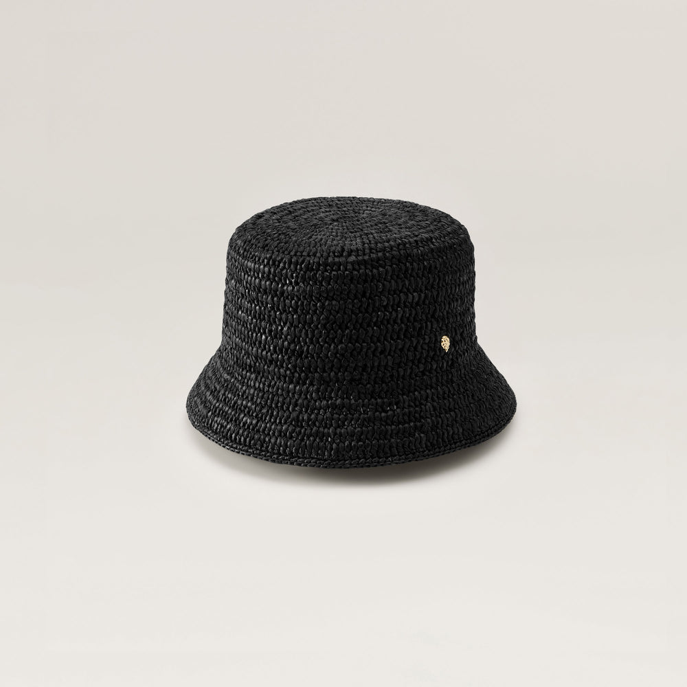 Chaturi Raffia Crochet Bucket Hat - Charcoal | Helen Kaminski US