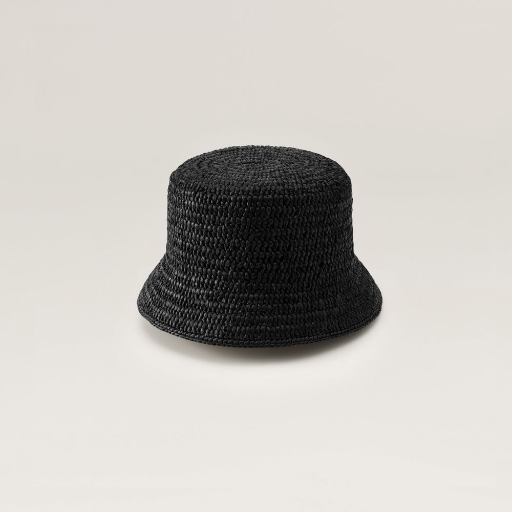 Chaturi Raffia Crochet Bucket Hat - Charcoal | Helen Kaminski US