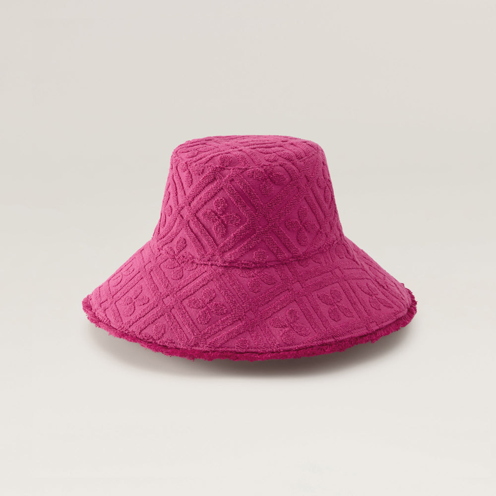Cintia Cotton Towelling Bucket Hat - Bright Pink | Helen Kaminski US