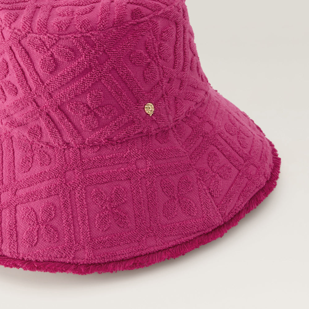 Cintia Cotton Towelling Bucket Hat - Bright Pink | Helen Kaminski US