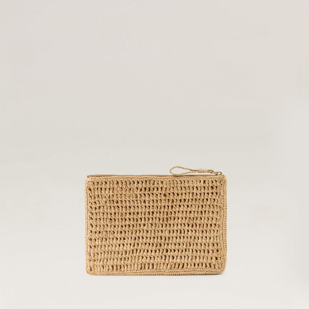 Dayani Raffia Crochet Pouch - Natural - Beige Clutch Bag | Helen