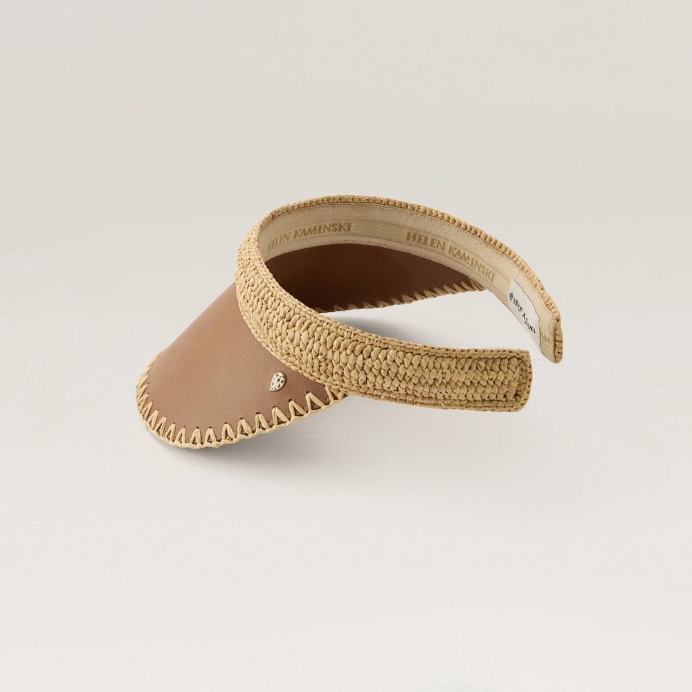 Deja Raffia Crochet Visor - Natural/Cotto - Beige Hat | Helen