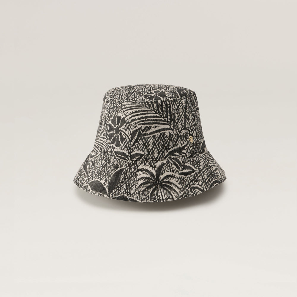 Delta Linen Print Bucket - Black - Bucket Hat | Helen Kaminski US