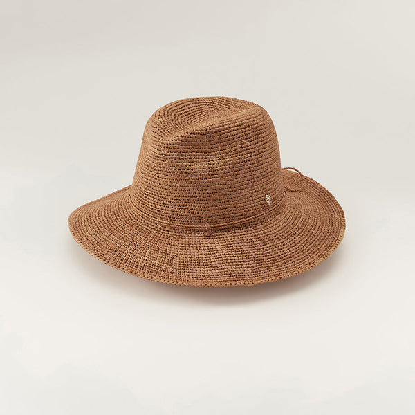 Desmonda Raffia Crochet Fedora Hat - Nougat | Helen Kaminski US