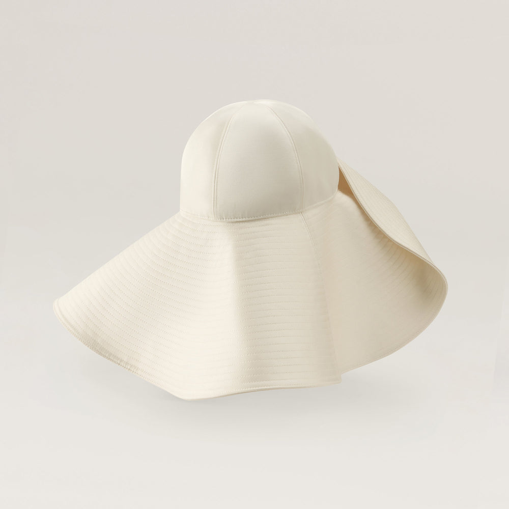 Divya Satin Statement Hat - Cream - Wide Brim Hat | Helen Kaminski US