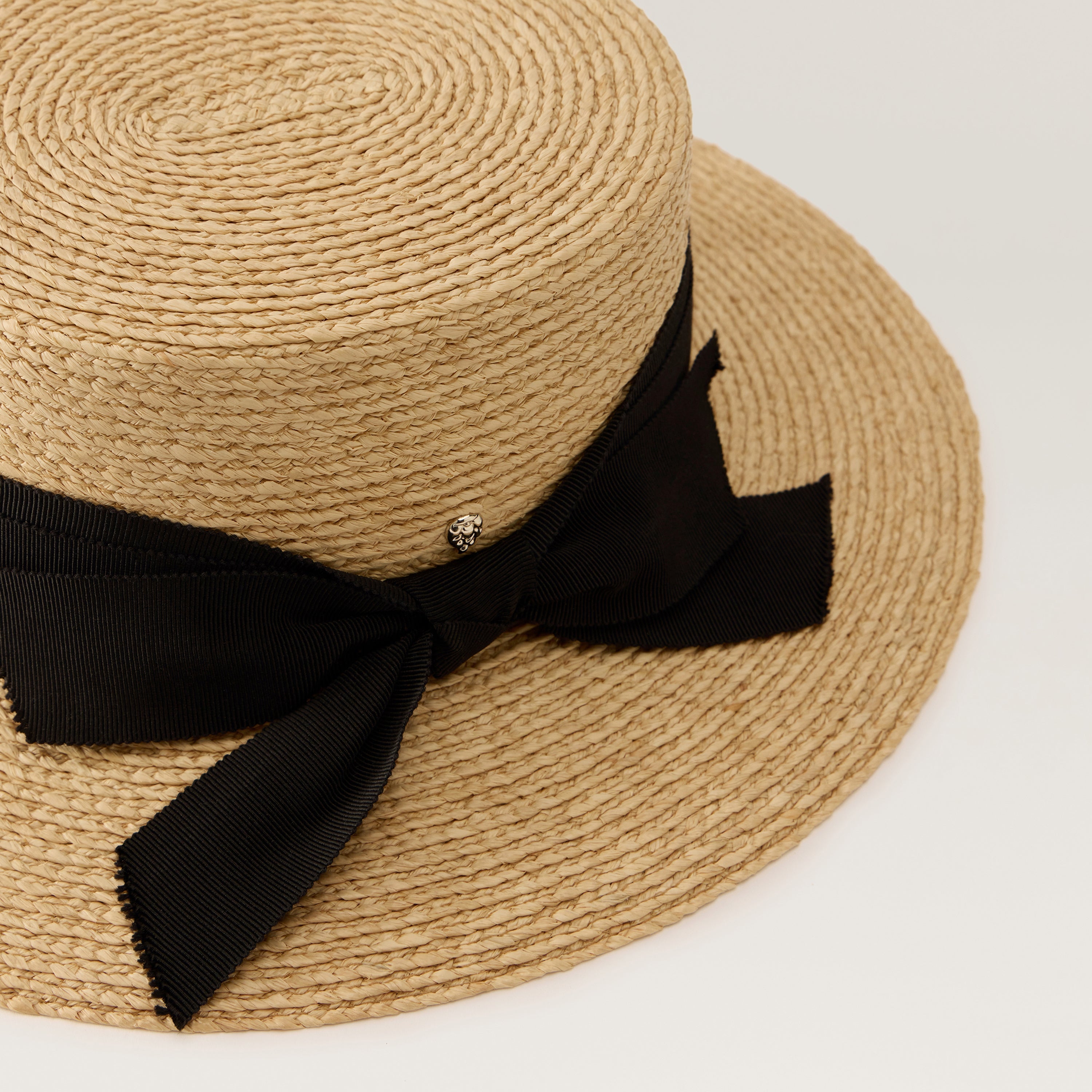 Dulani Raffia Braid Boater Hat - Natural/Black | Helen Kaminski US