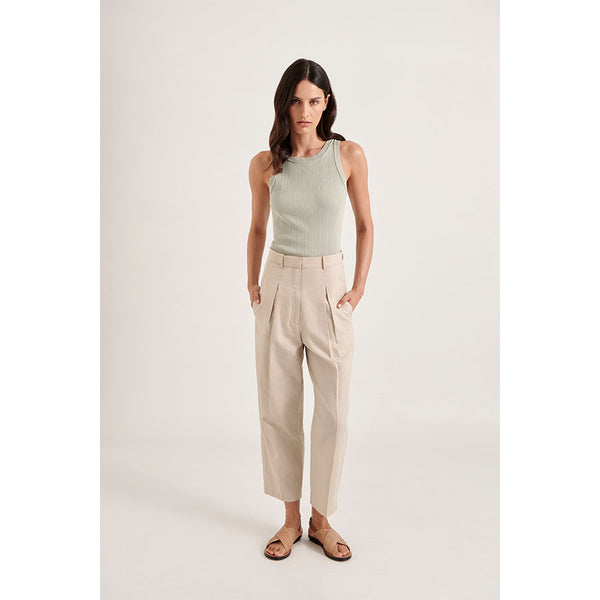 HELEN×POIMERI elan tweed tops Evie Women's Slim Fit Knit Tank Top Sage - Helen Kaminski US