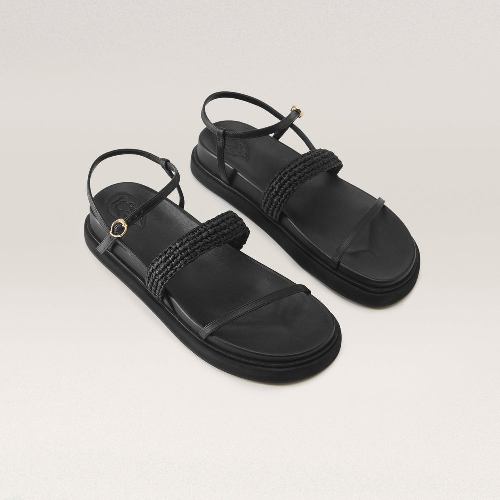 【HELLEN KAMINSKI 】モダンなストラップサンダル Beryl Slide Beryl Slide Flats Sandal Charcoal/Black - Helen Kaminski US