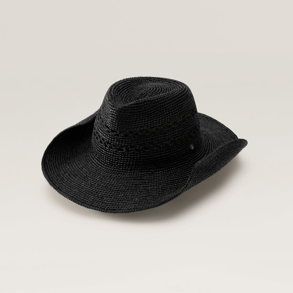Gwen Raffia Fedora - Charcoal - Black Hat | Helen Kaminski US