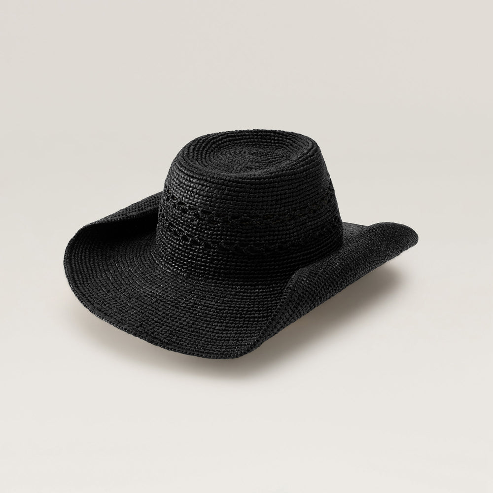 Gwen Raffia Fedora - Charcoal - Black Hat | Helen Kaminski US