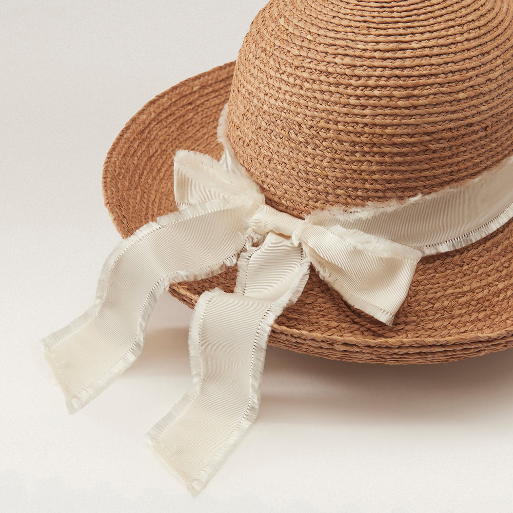 Helen 2024 Kaminski Newport SB Raffia Sun Hat with Black Bow