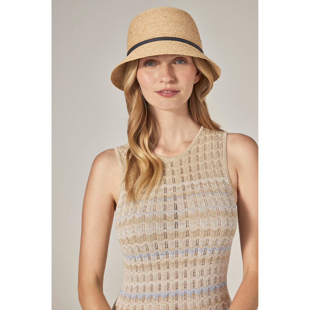 Besa 6 Cloche Hat Natural/Indigo - Helen Kaminski US