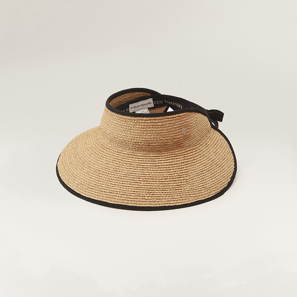 Mita | Natural Midnight Wide Raffia Visor Hat | Helen Kaminski