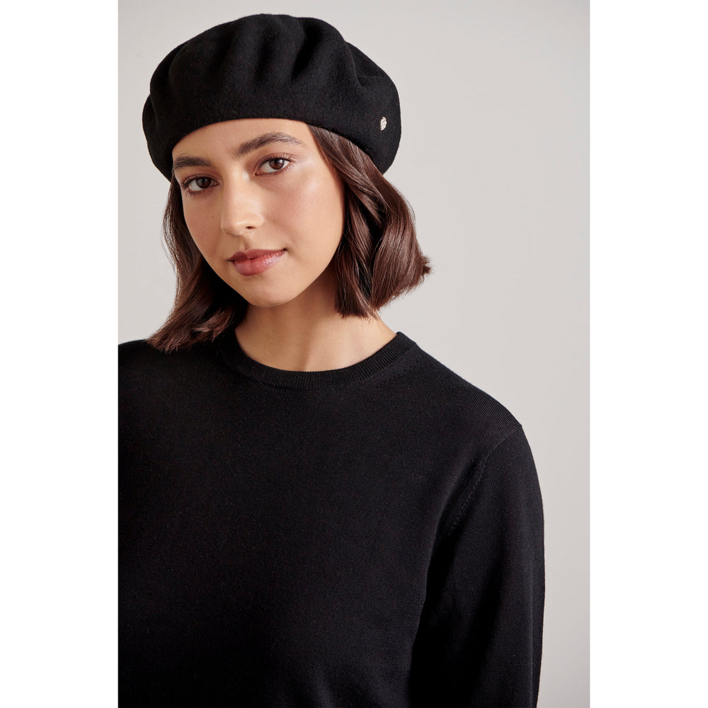 Ali Classic Wool Beret Hat in Black Helen Kaminski