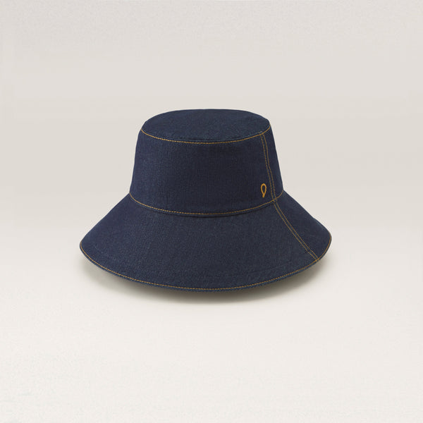 Portsea Wide Brim Bucket Hat Indigo - Helen Kaminski US