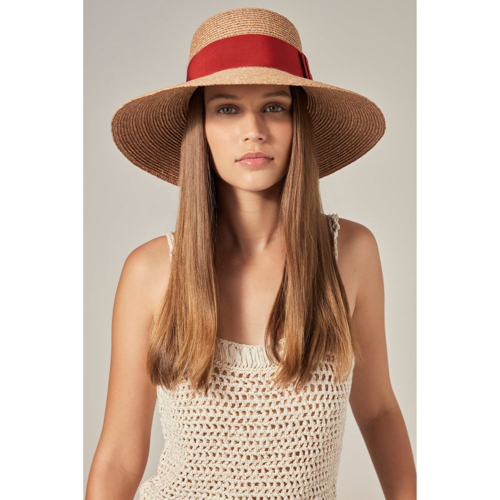 Easton Wide Brim Boater Nougat/Tropical - Helen Kaminski US