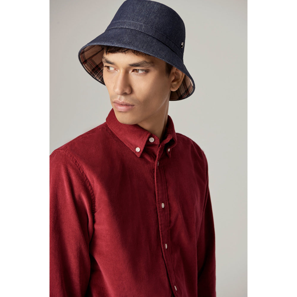 Shop the Alix Reversible Bucket Hat in Indigo | Helen Kaminski