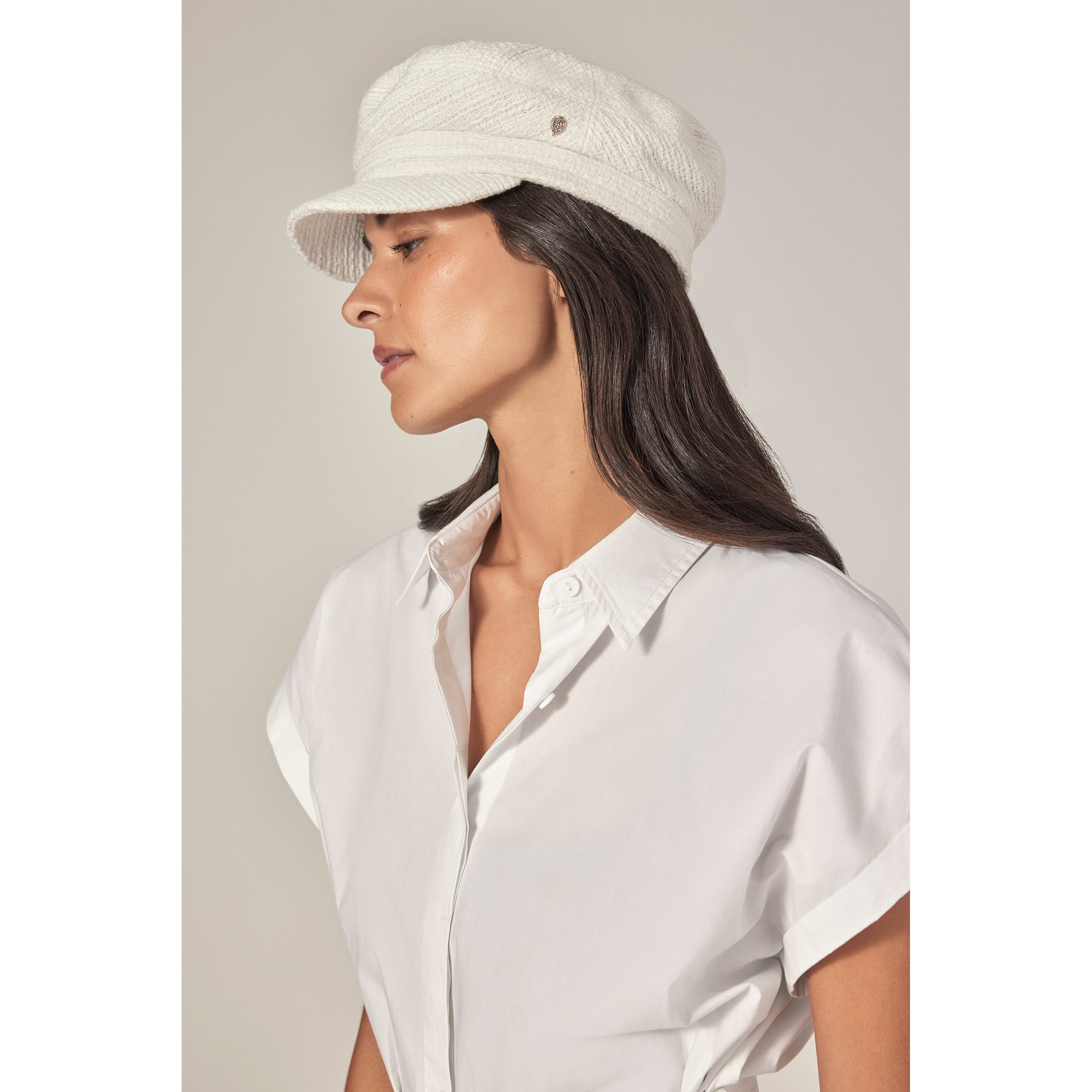 Bianca Charcoal Black Stripe Visor - Helen Kaminski US