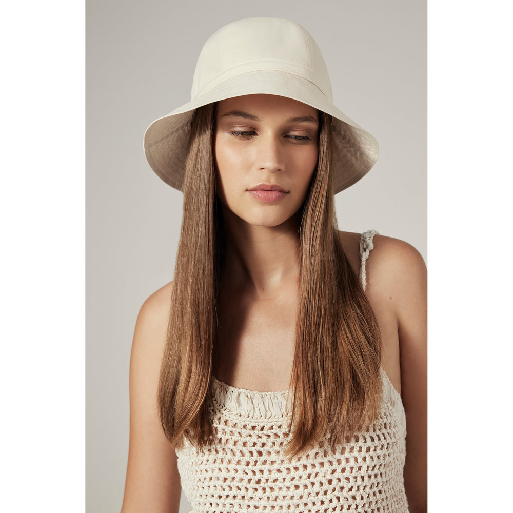 Shop the Flynn 6 Panel Round Crown Hat in Whitewash | Helen Kaminski