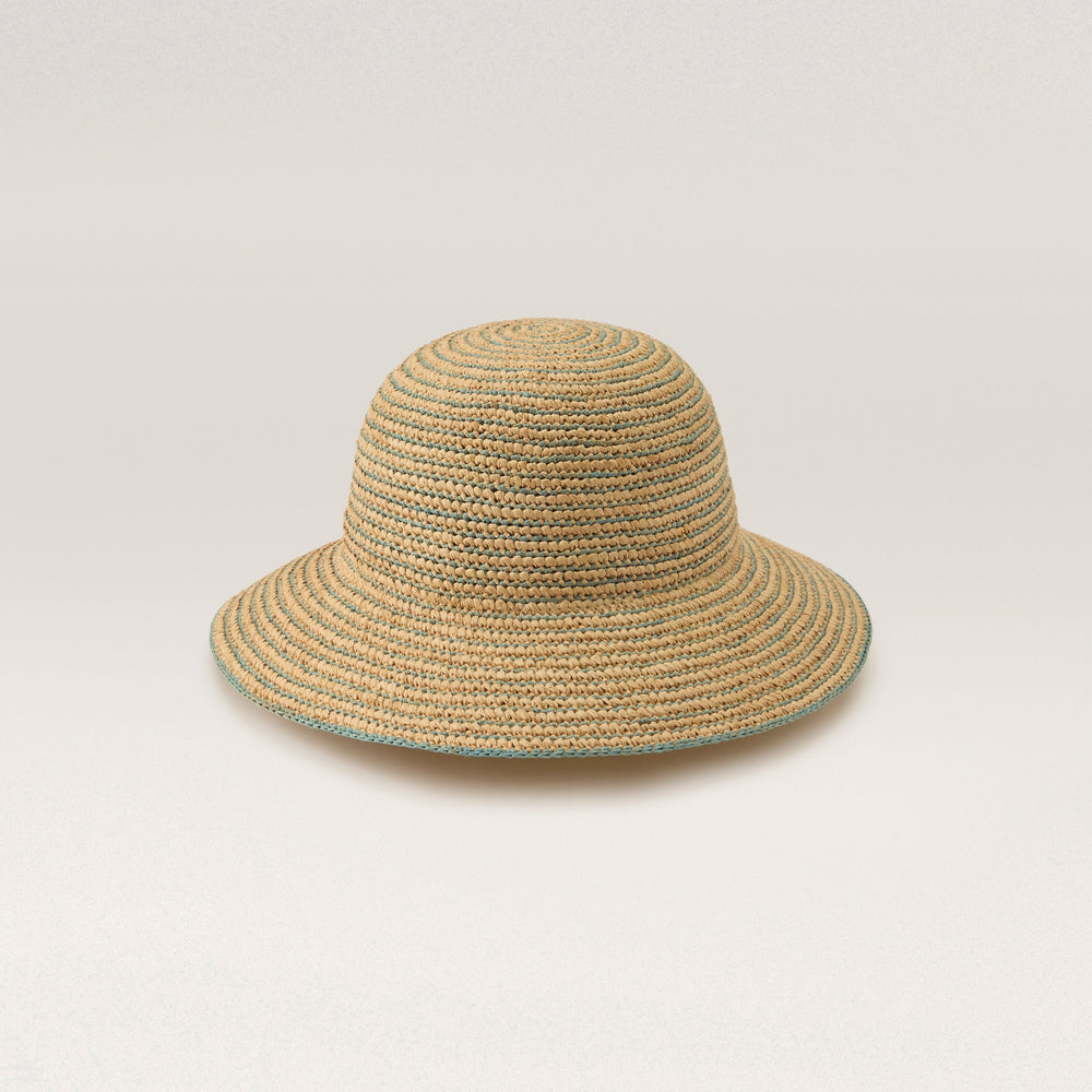 Shop the Evadine Round Crown Hat in Natural/Seaglass | Helen Kaminski