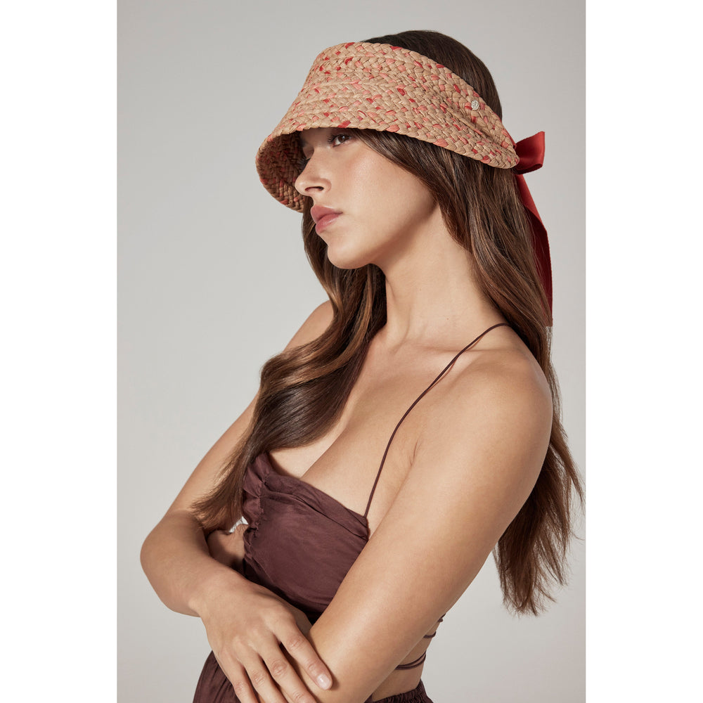 Shop the Amilia 3/4 Brim Visor Hat in Nougat/Tropical | Helen Kaminski
