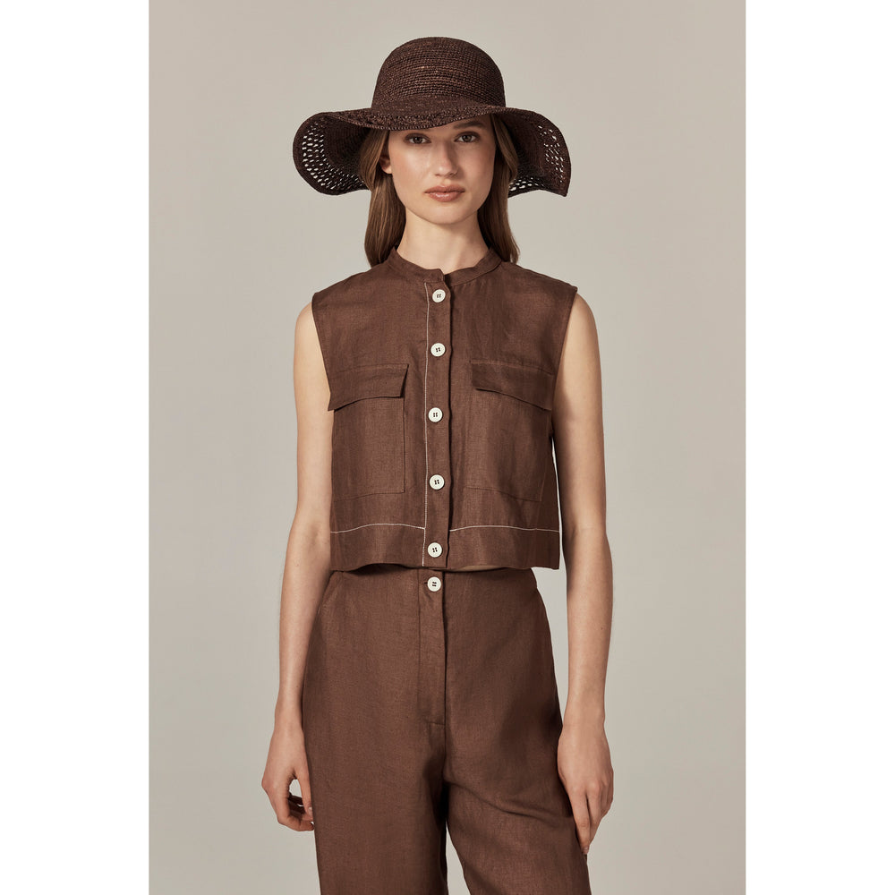 Buy Zuri Raffia Sun Hat - Chocolate - Helen Kaminski