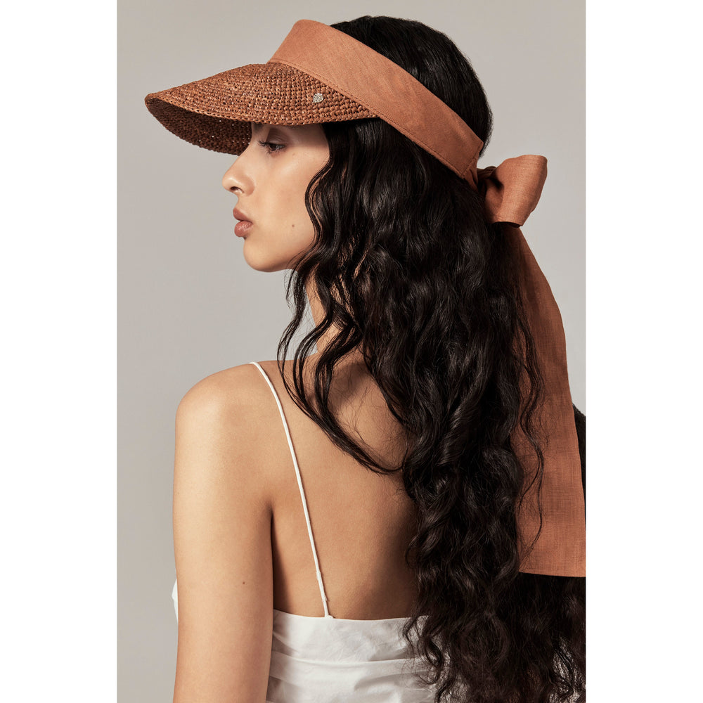 Buy Parker Raffia Peak Visor - Nutshell - Helen Kaminski