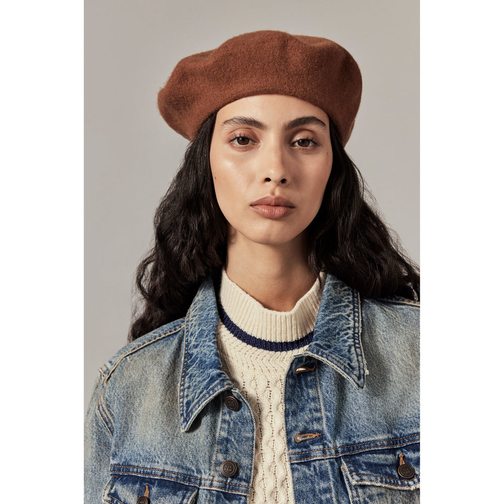 Buy Issy Rollable Wool Beret - Dark Camel - Helen Kaminski