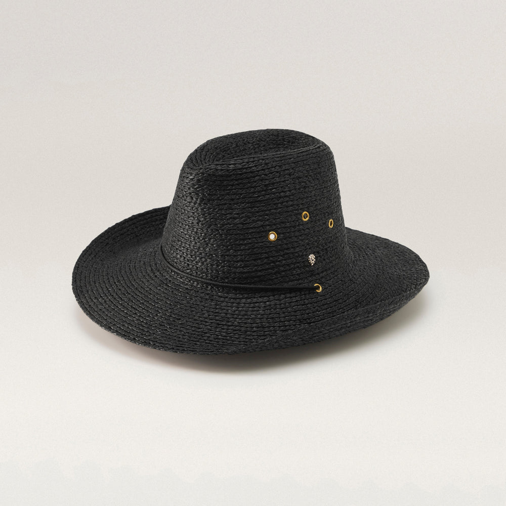 Shop the Madison Raffia Braid Fedora Hat in Charcoal | Helen Kaminski