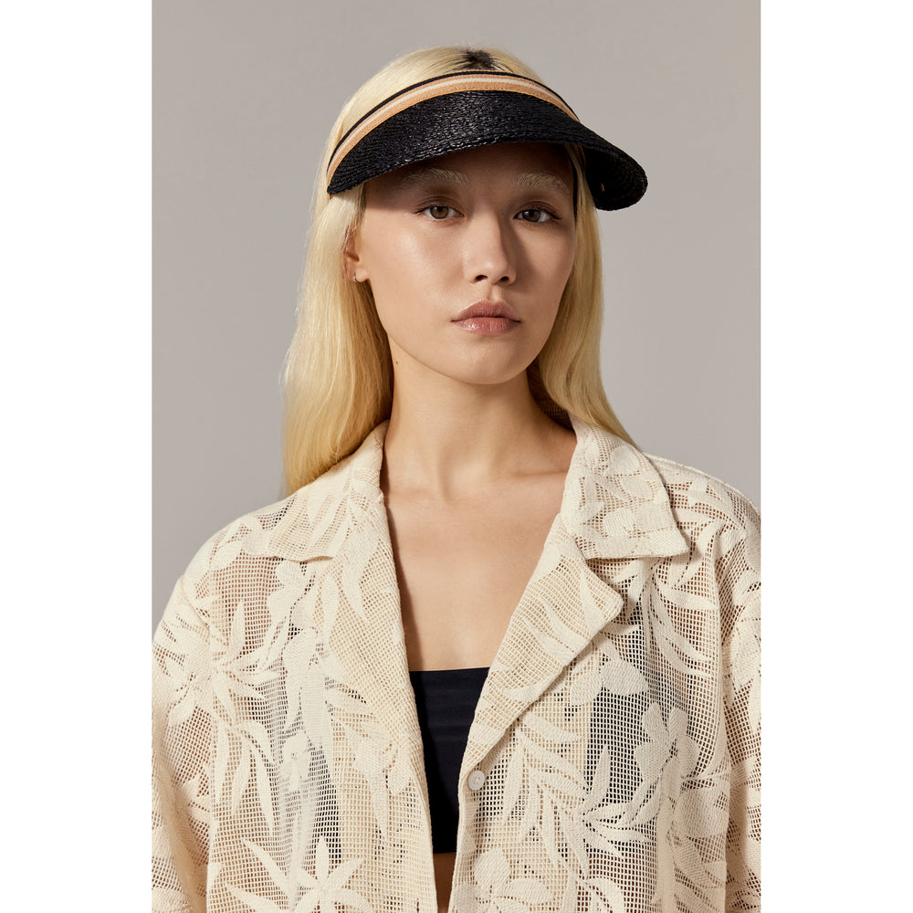 Buy Bianca 8 Stripe Visor - Charcoal Black - Helen Kaminski