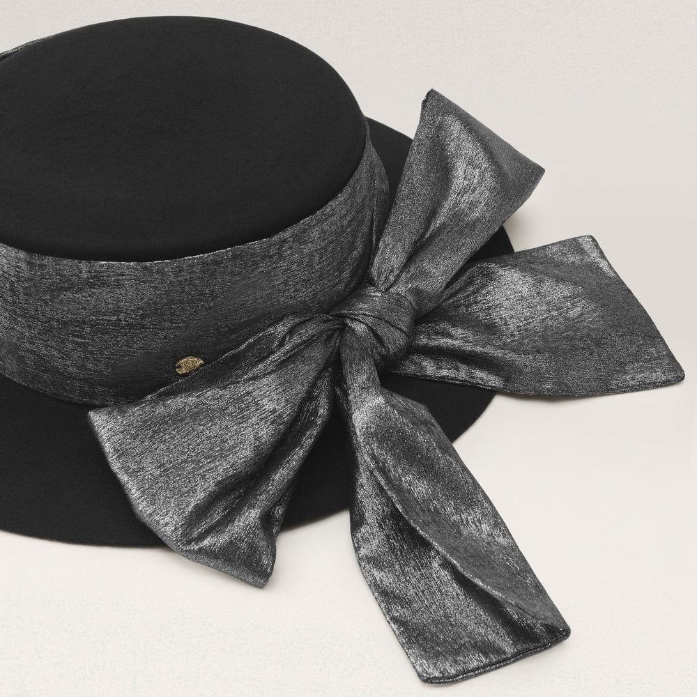 Helen Kaminski Black Wool Felt Wide Brim Hat | Flat Crown Boater/ MED Buy Honor Conscious Wool Boater - Black - Helen Kaminski main image 4