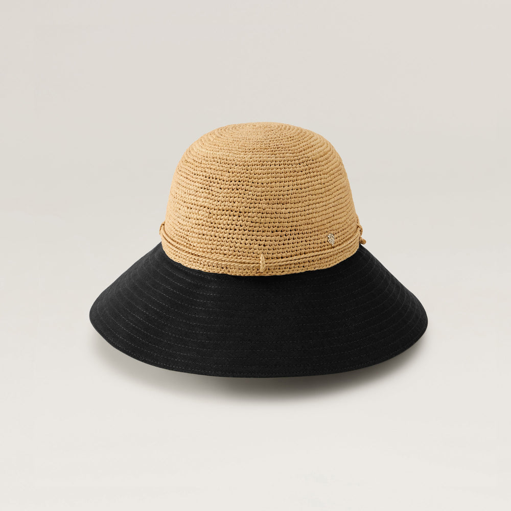 HELEN KAMINSKI 麦わら帽子 ベージュ/黒 フリーサイズ Kalola Raffia & Linen Hat - Natural/Black | Helen Kaminski US