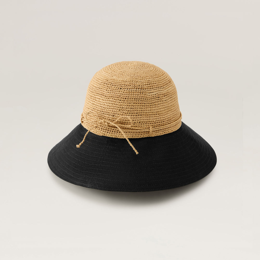 Kalola Raffia & Linen Hat - Natural/Black | Helen Kaminski US