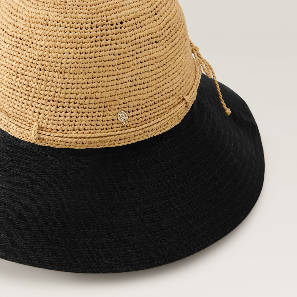 Kalola Raffia & Linen Hat - Natural/Black | Helen Kaminski US