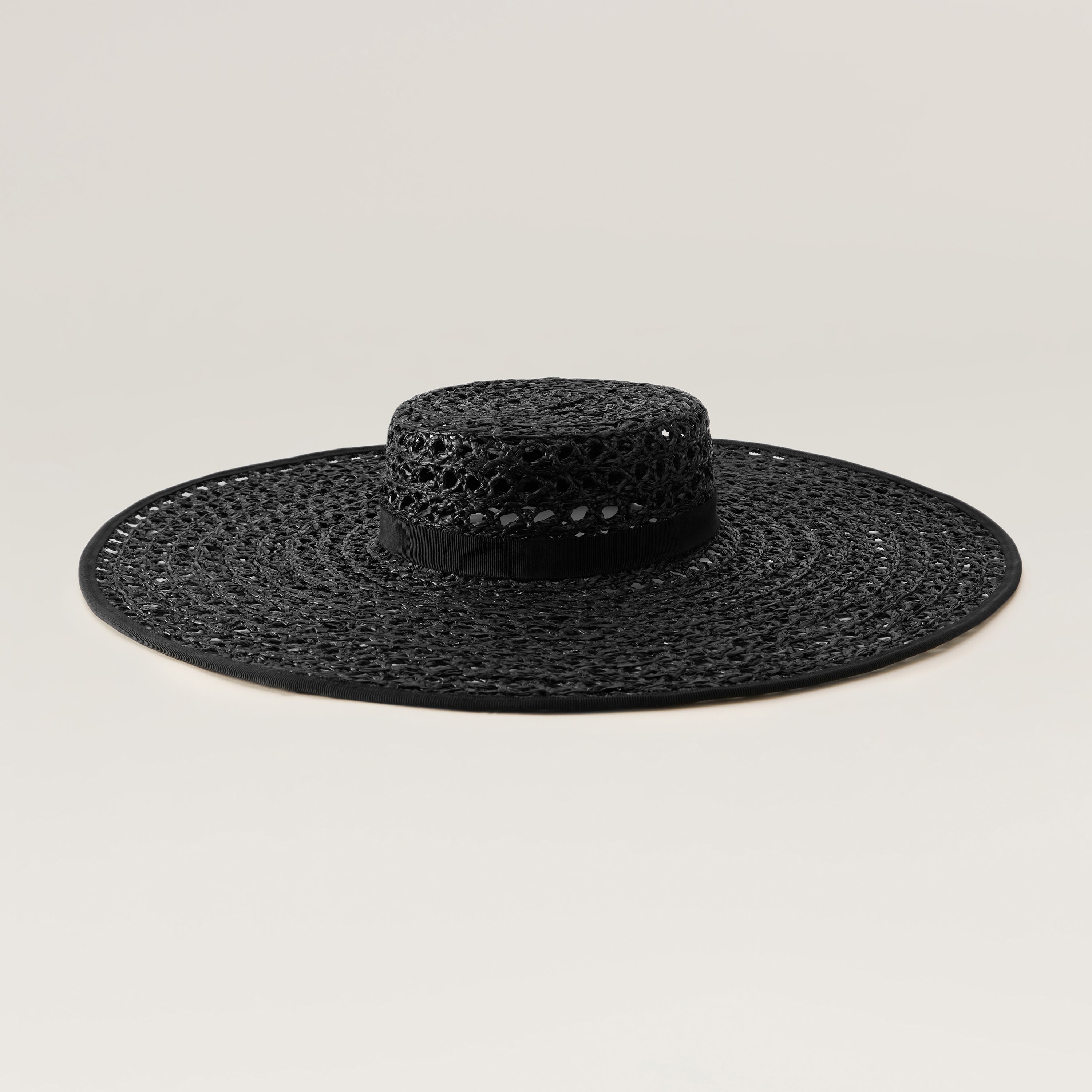 Kavya Raffia Lace Boater Hat - Charcoal | Helen Kaminski US