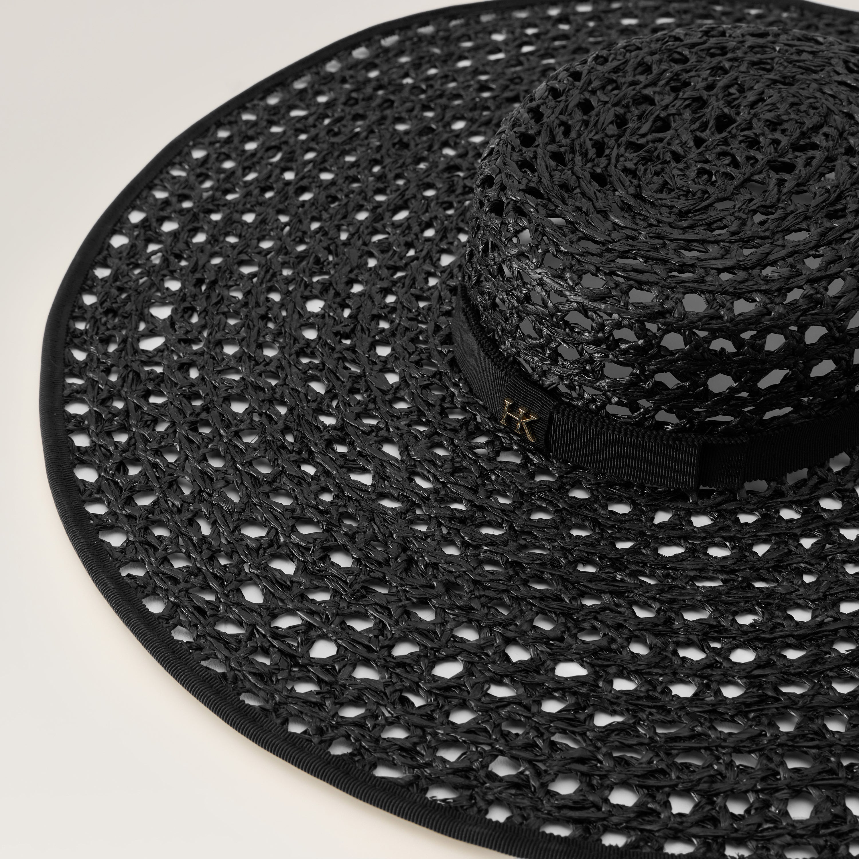 Kavya Raffia Lace Boater Hat - Charcoal | Helen Kaminski US