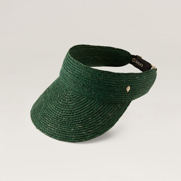 Kenna Raffia Braid Visor - Emerald - Green Hat | Helen Kaminski US