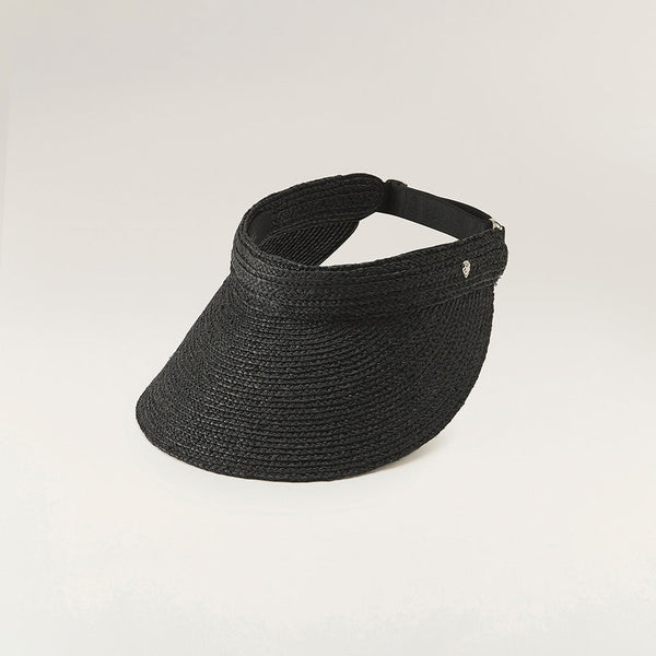 Kirsten Raffia Braid Visor - Charcoal - Black Hat | Helen Kaminski US
