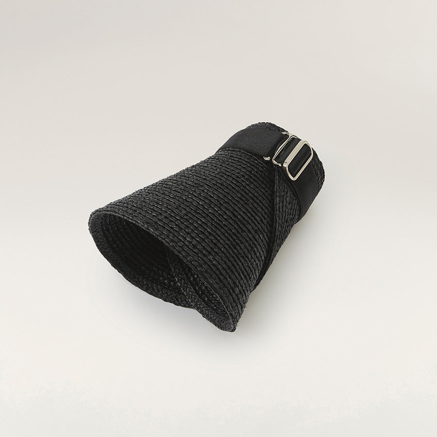 Kirsten Raffia Braid Visor - Charcoal - Black Hat | Helen Kaminski US