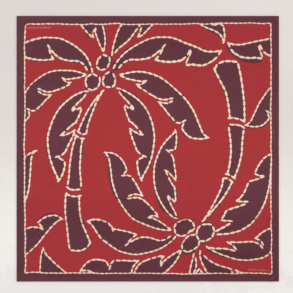 Komala Palm Silk Scarf - Garnet - Red Scarf | Helen Kaminski US