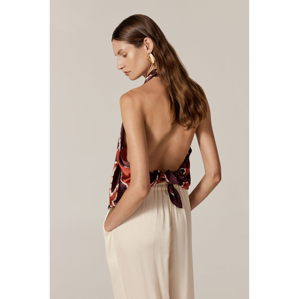 Komala Palm Silk Scarf - Garnet - Red Scarf | Helen Kaminski US